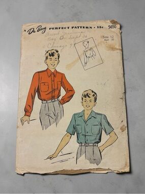 Dubarry of Ireland Boys' Vintage Sewing Pattern with Red and Teal Illustrations